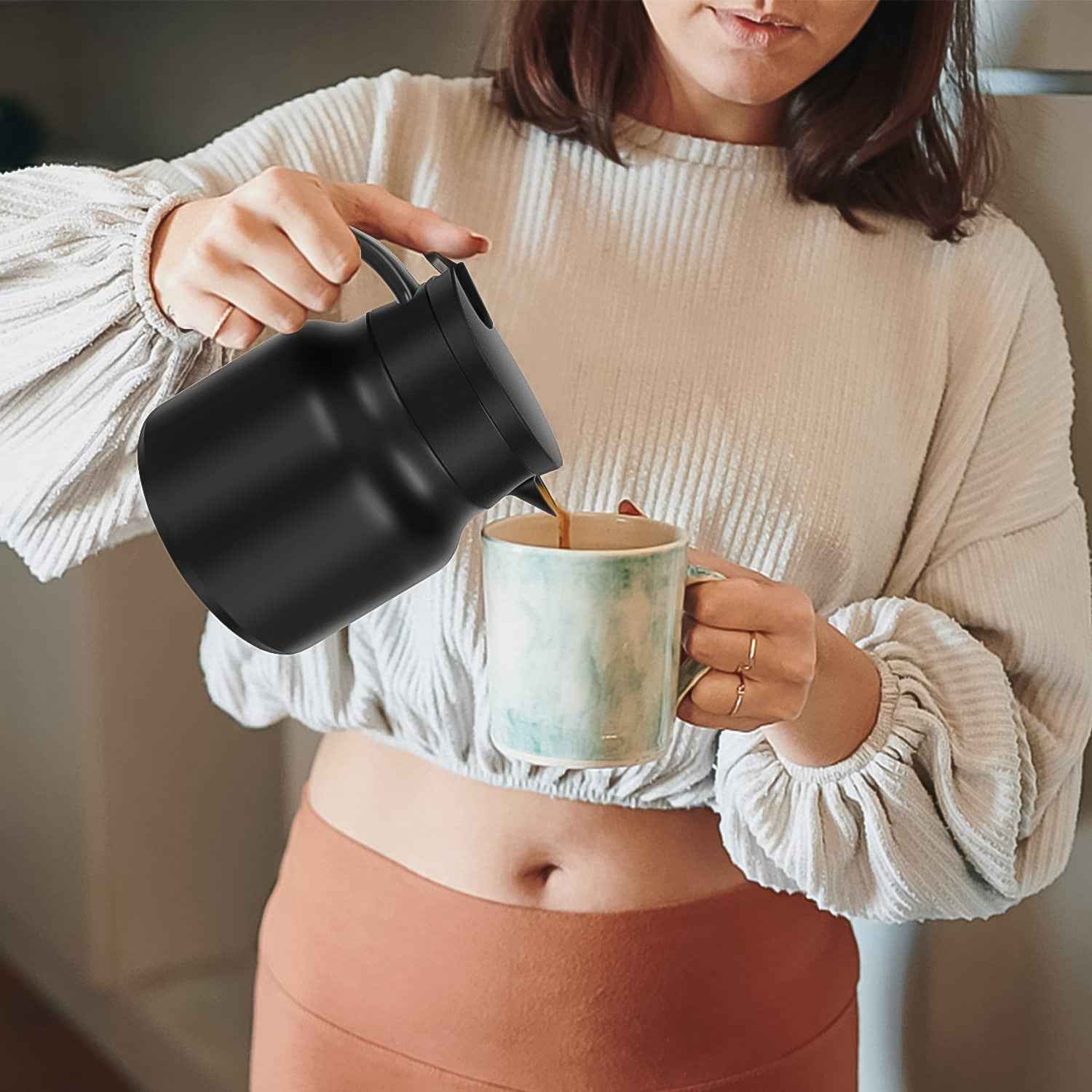 Thermal Coffee Carafe Tea Pot Water Bottles With Led Display (Bottle 500 Ml Pot 1000 Ml 2 Pc)