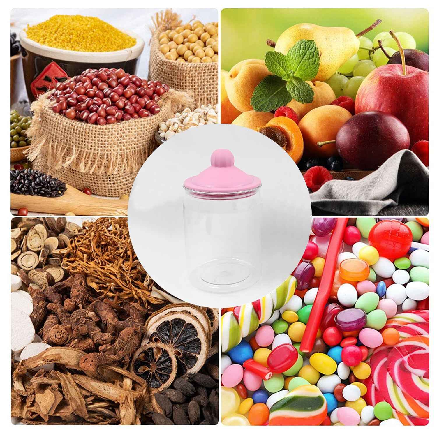 Transparent Kitchen Plastic Container Jar Set (2 Pcs Set 1100 Ml Approx)