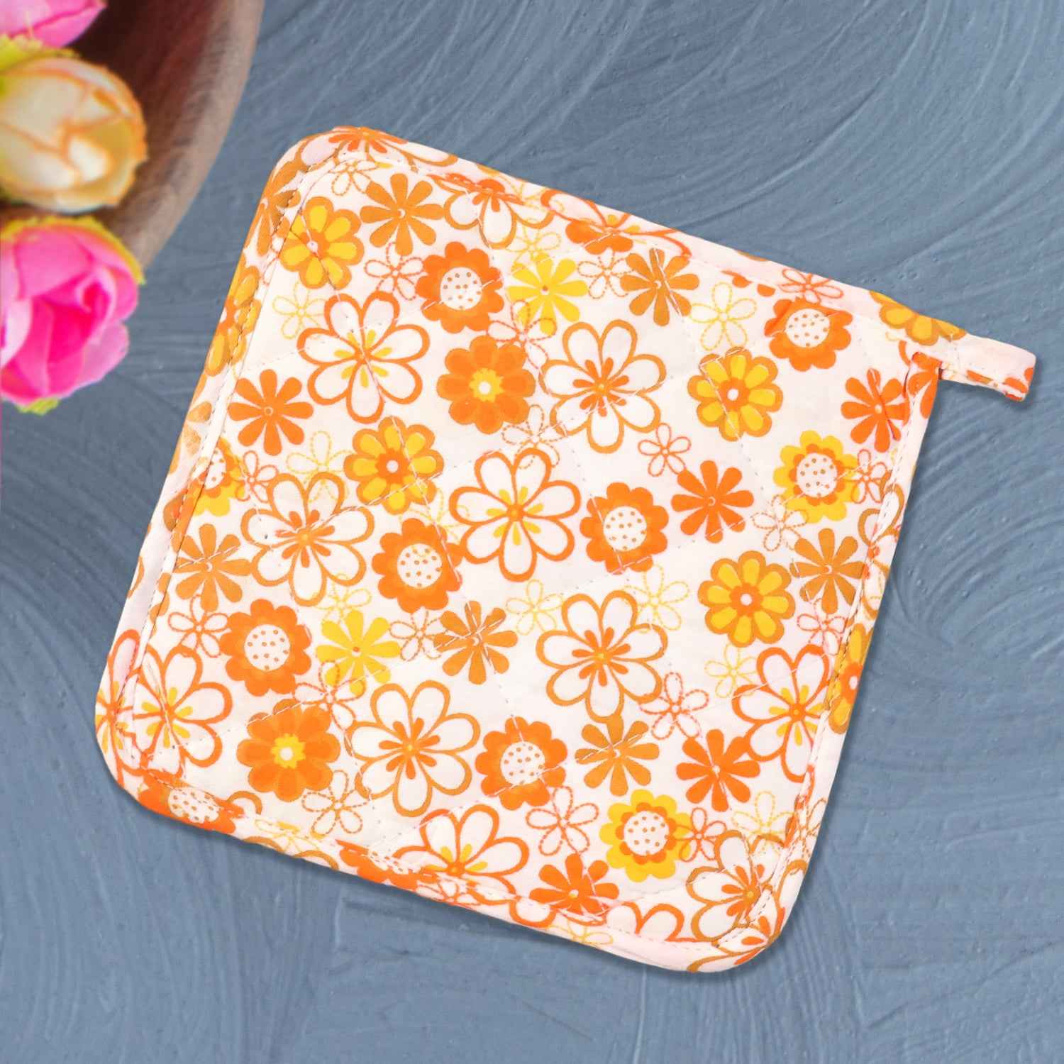 Kitchen Heat Resistant Quilted Pot Holder Oven Mitt Pad (1 Pc 16x16 Cm)
