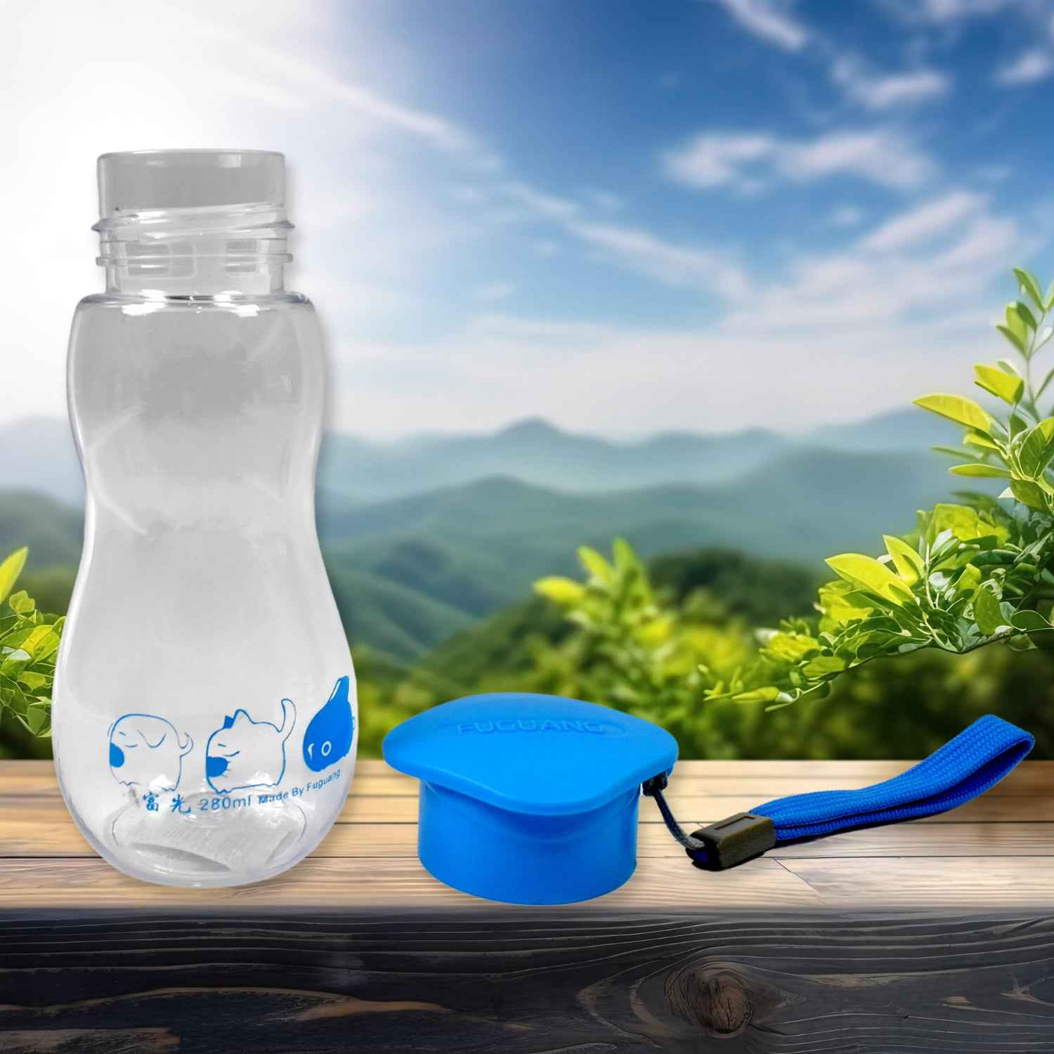 Transparent Travel Portable Water Bottle With Carry Straps (280 Ml 1 Pc)