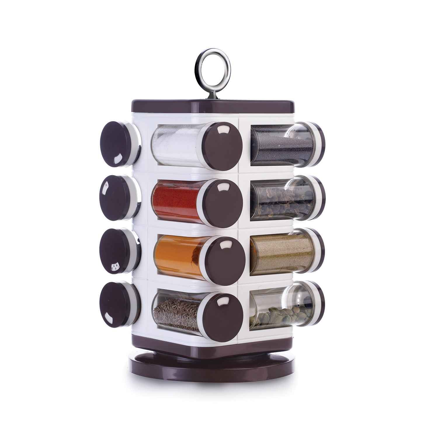8119 Ganesh Multipurpose Revolving Spice Rack With 16 Pcs Dispenser Each 100 Ml Plastic Spice Abs Material 1 Piece Spice Set 1 Piece Spice Set (Plastic)