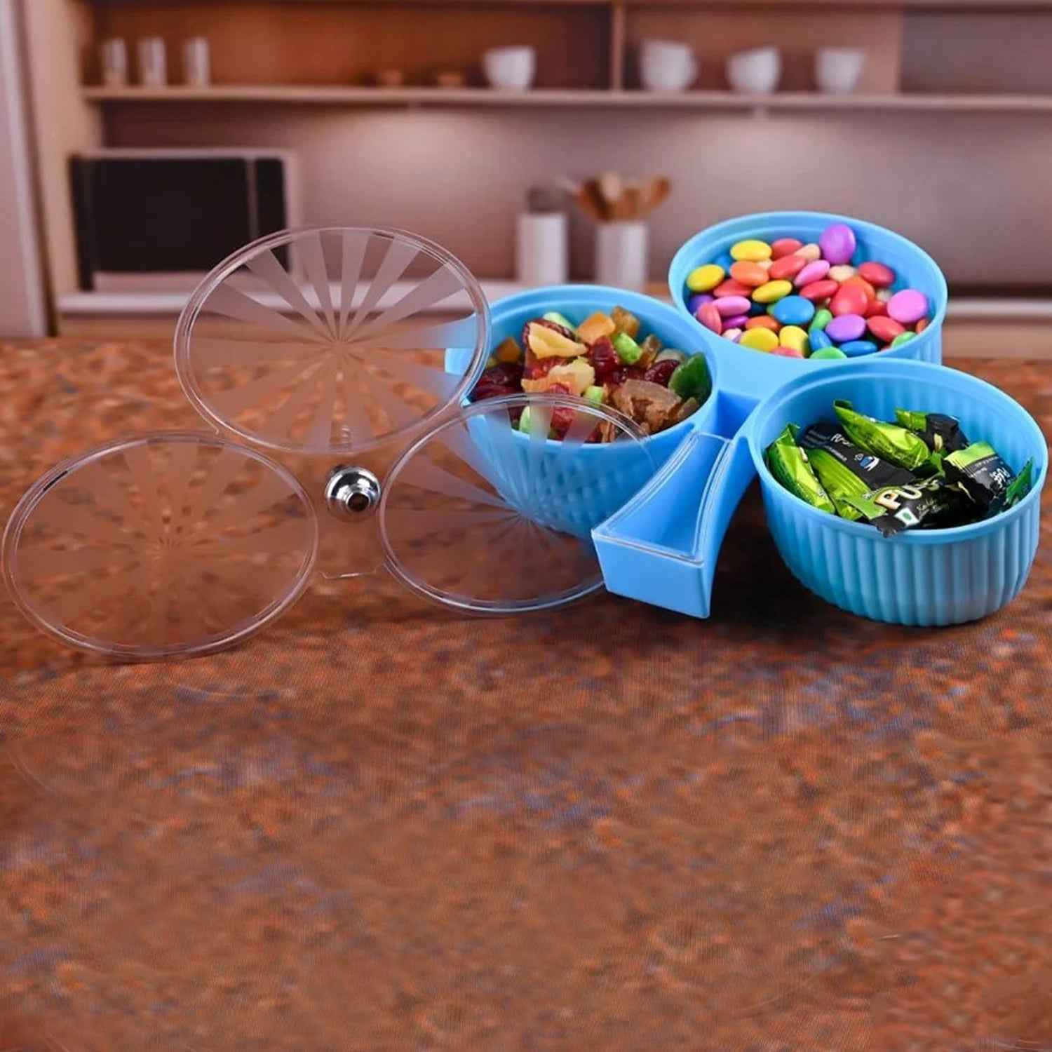 Premium 3-compartment Revolving Dry Fruit Box (1 Pc)