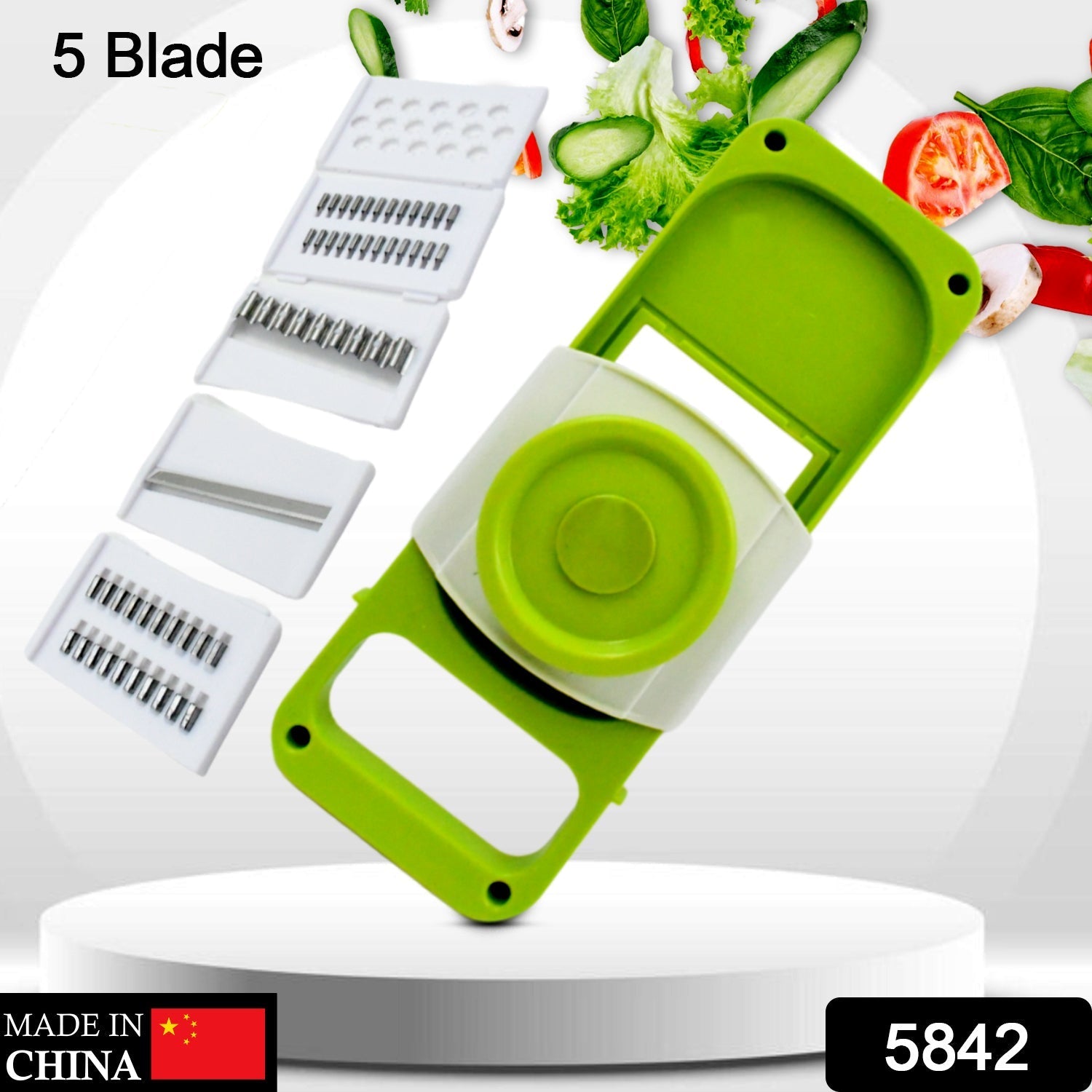 Slicer for Kitchen 5 in 1 Foldable Vegetable Slicer Blade Potato Cutter, Veggie Slicer, Onion Slicer, Julienne Grater with Protective Guards, Stainless Steel Blade Variety Bazaar