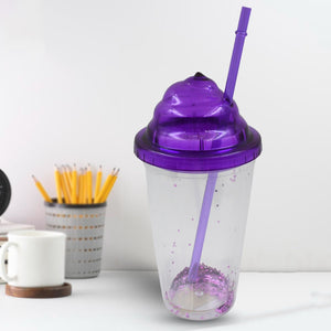 High Quality Plastic Creative Cold Drink Cup / Tumble, Reusable Tea Coffee Tumbler with Lid and Straw, Double Wall Plastic Drinking Sport Bottle, Travel Tumbler (1 Pc / Mix Color) Variety Bazaar