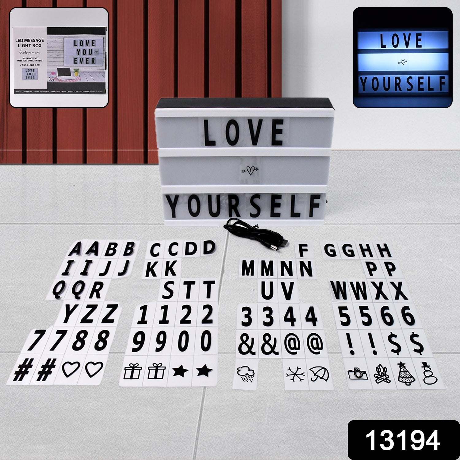 Black Mini A6 Magnetic Cinematic Light Box with 82 Characters and 10 Emojis (1 Set) Variety Bazaar