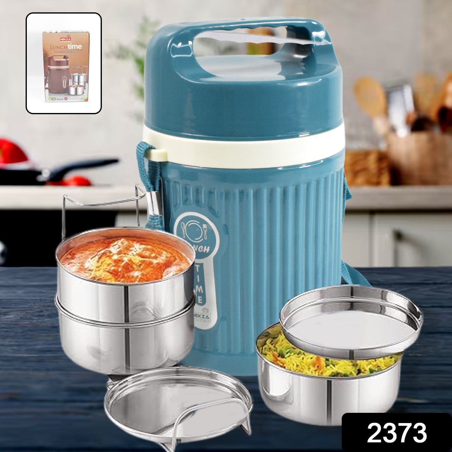 Stackable Insulated Tiffin with Handle (1 Pc): Leakproof, Hot Food Container Variety Bazaar