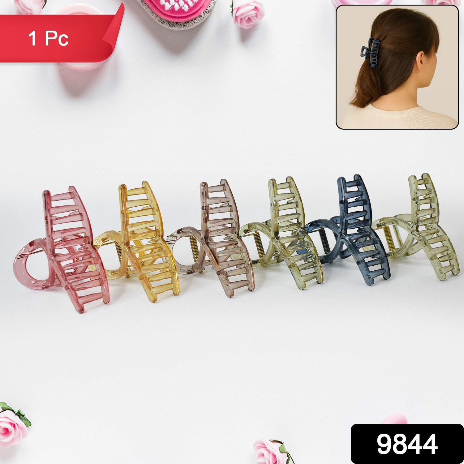 Plastic Hair Clamp Grip, Simple Matte Hair Barrette Clamp (1 Pc) Variety Bazaar