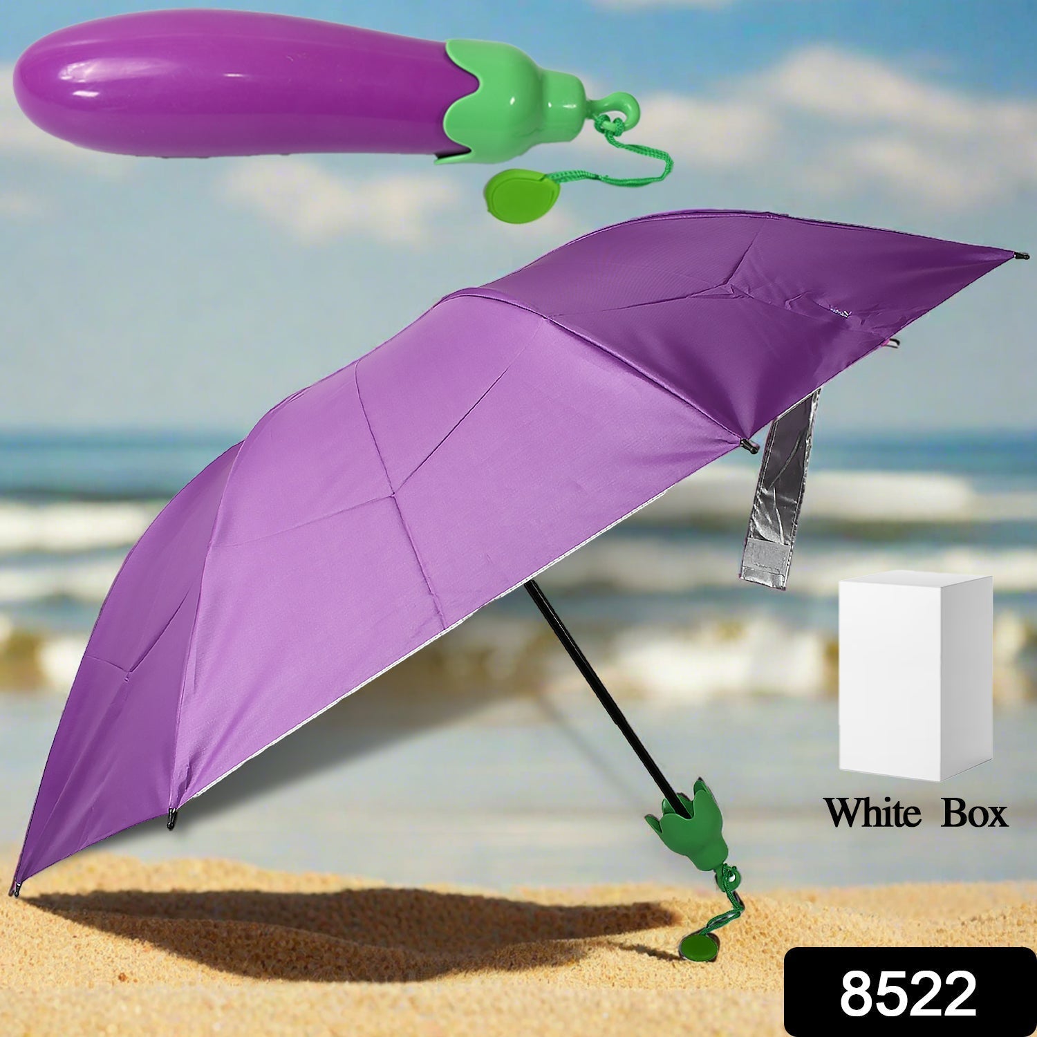 Vegetable shaped Folding Umbrella, Plastic Case Creative Fashion Folding Mini Sun Shade Rain Umbrella, Unique Umbrella, Sun & UV Protection, Cute Design (1 Pc) Variety Bazaar