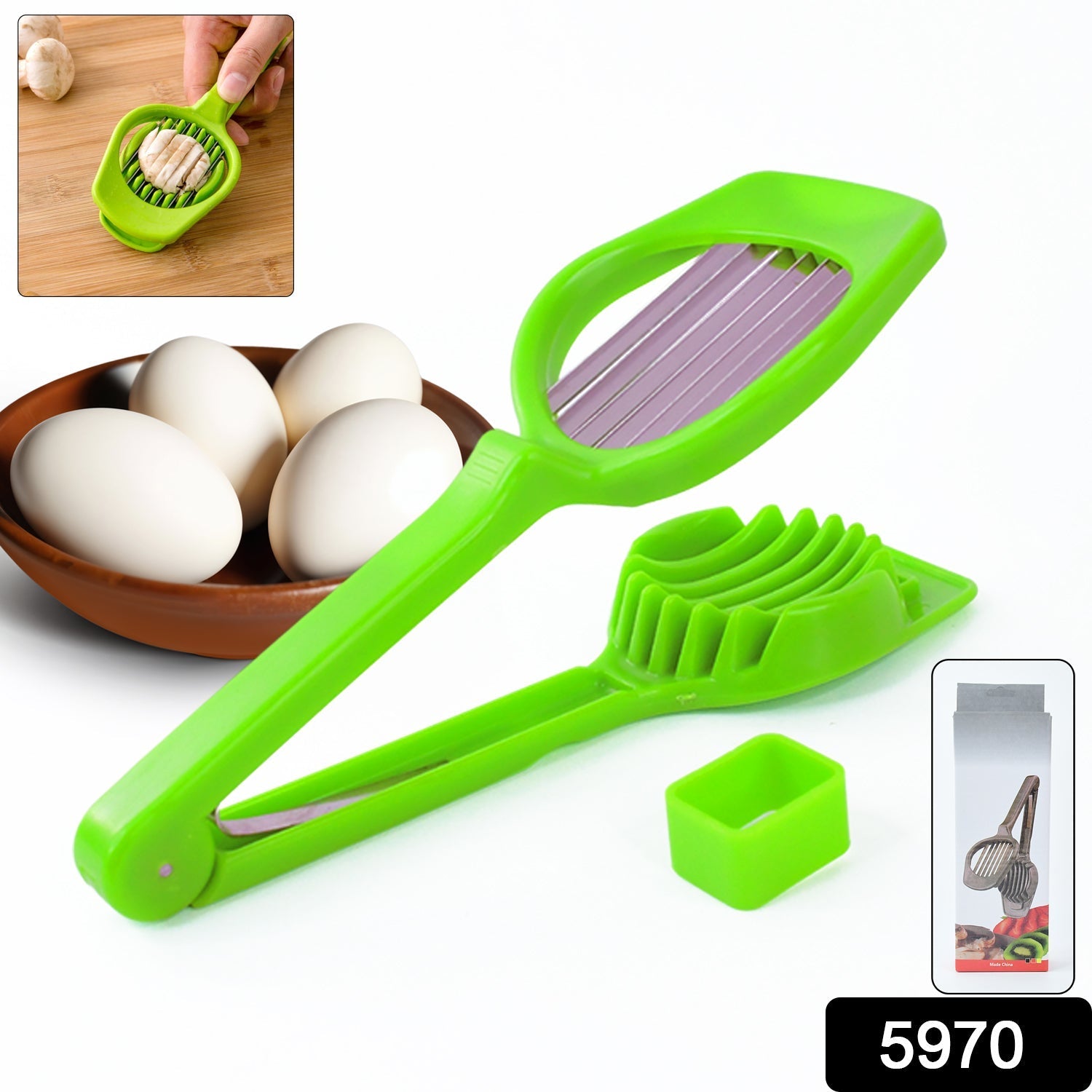 Multipurpose Slicer with Seven Blades, Egg Slicers Stainless Slicer, Strawberry, Tomato, Kiwi, Fruit Cutter, Divider Separator Variety Bazaar