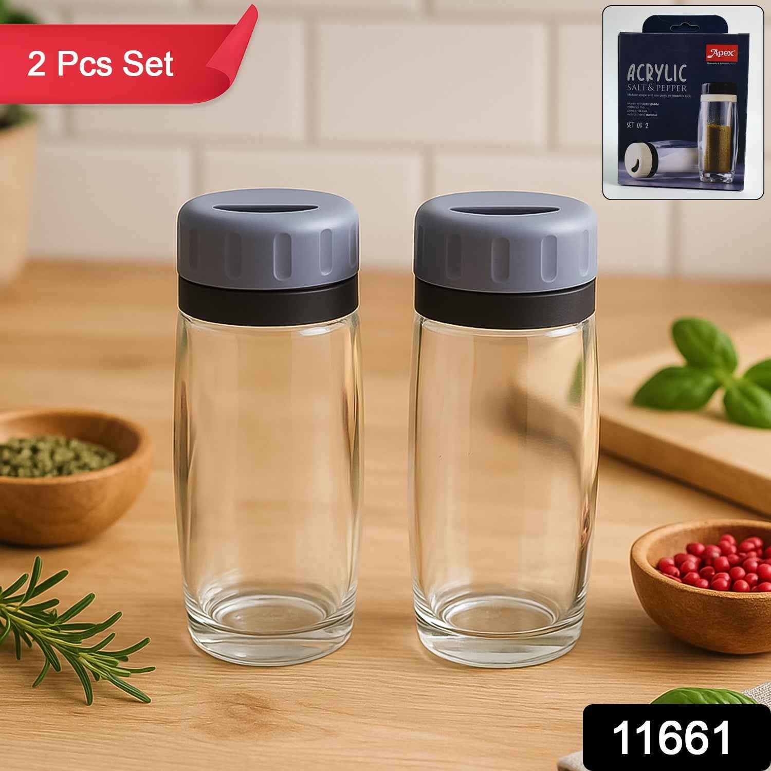 Apex Acrylic Salt and Pepper Shaker Set of 2