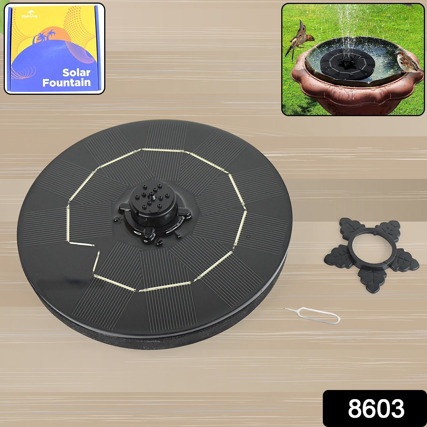 Fast Fountain by Pocket Hose - Solar-Powered - Instantly Adds a Water Feature Virtually Anywhere - 5 Spray Modes - No Installation or Batteries Required - Great for Bird Baths, Pools, Pond & More (1 Pc) Variety Bazaar