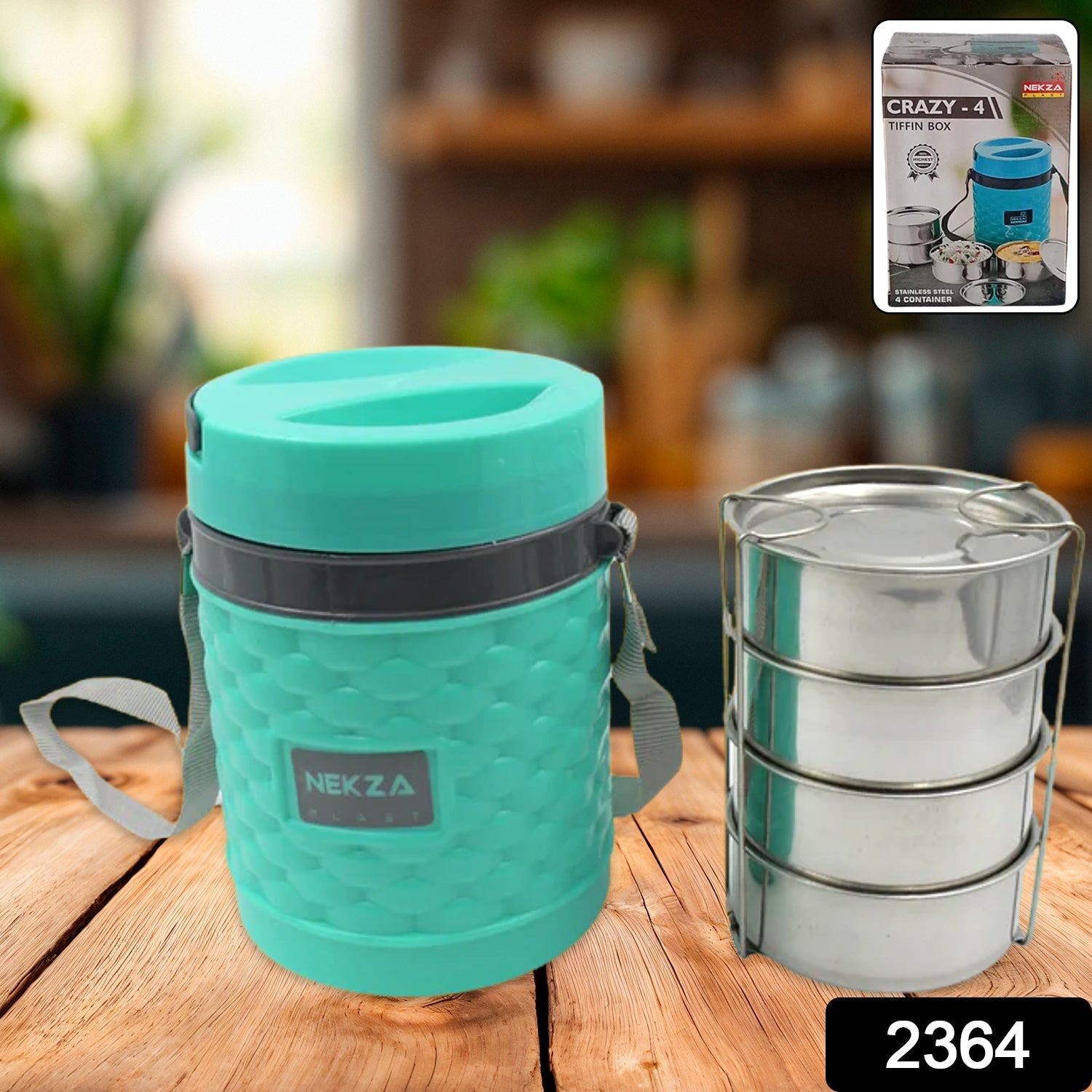 Double Wall Insulated Tiffin with Handle (1 Pc): Stackable, Hot Food Container Variety Bazaar