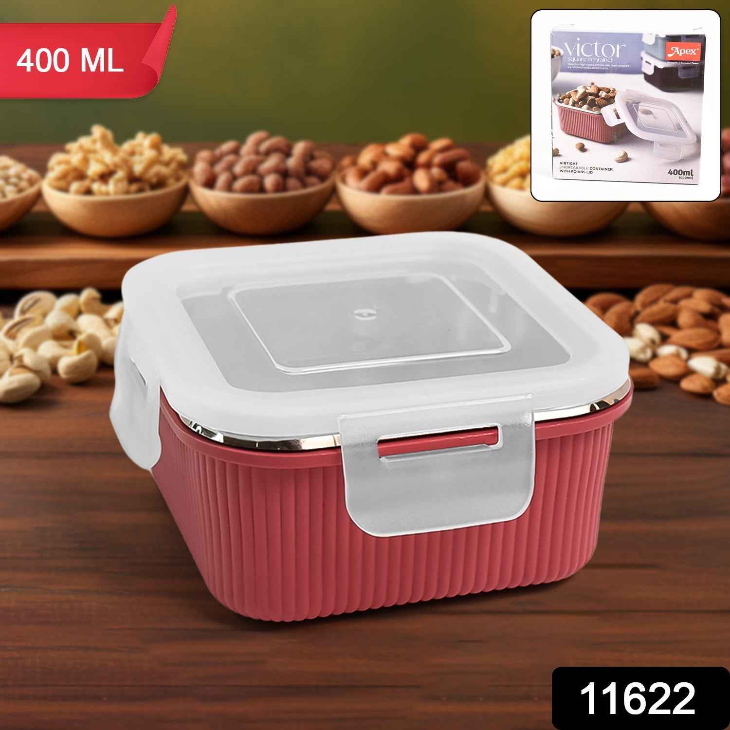 Apex Victor Square Food Storage Container (400 ML / 1 Pc)