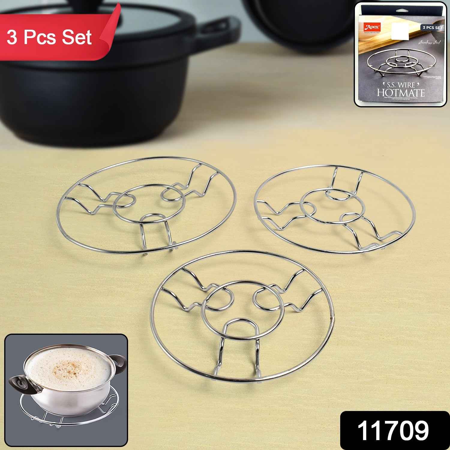 Apex Stainless Steel Wire Hotmate Trivet Stand Set of 3
