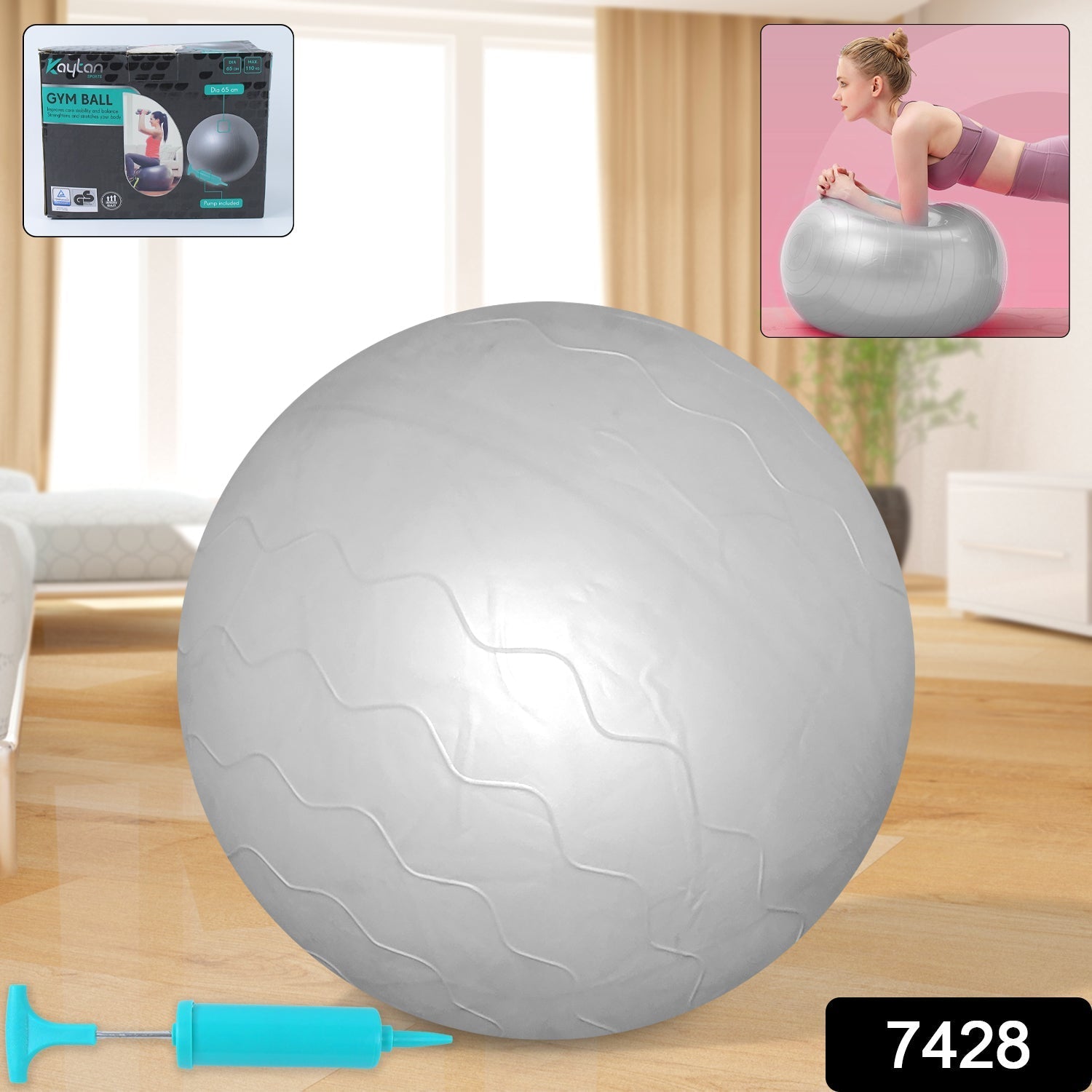 Heavy Duty Gym Ball Non-Slip Stability Ball with Foot Pump for Total Body Fitness Variety Bazaar