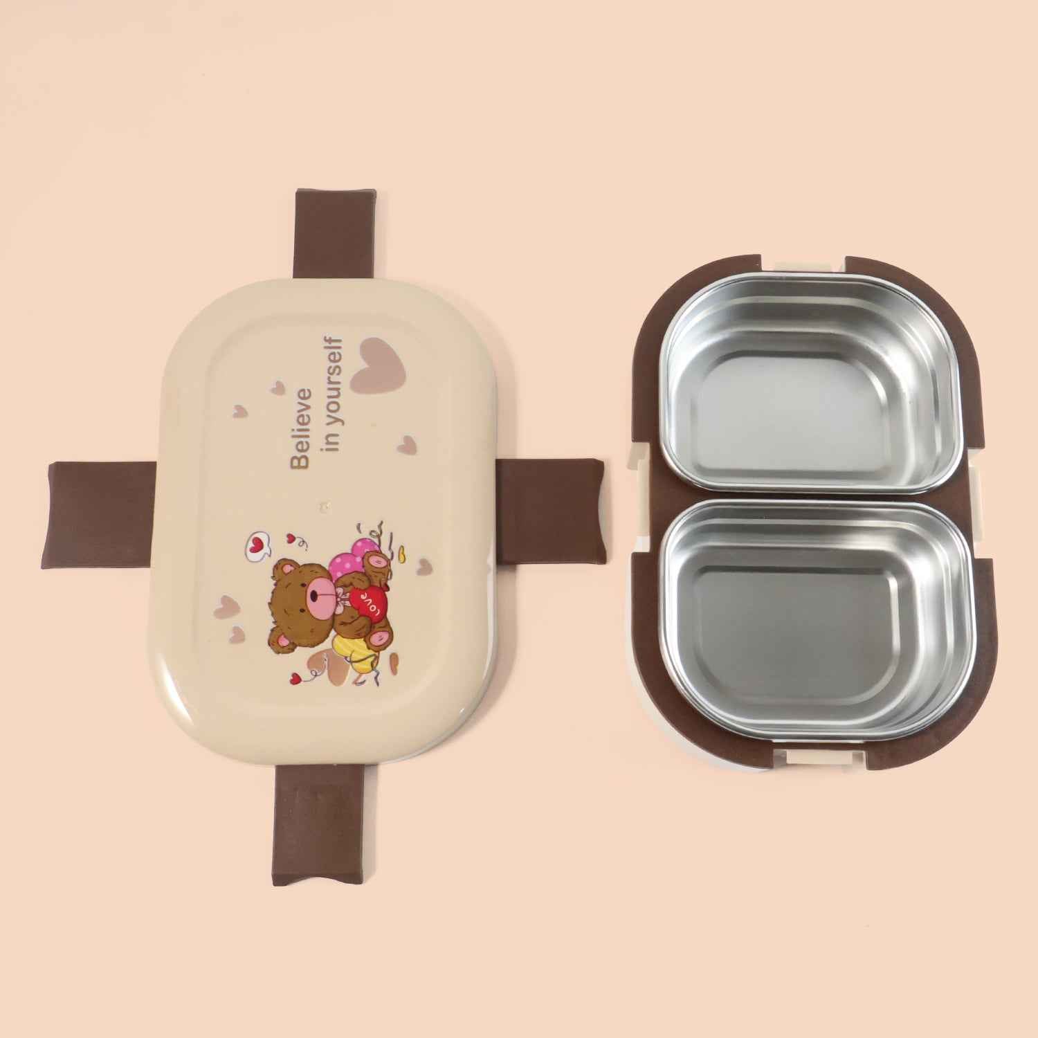 Cute Teddy Printed Kids Lunch Box (500ml 1 Pc)