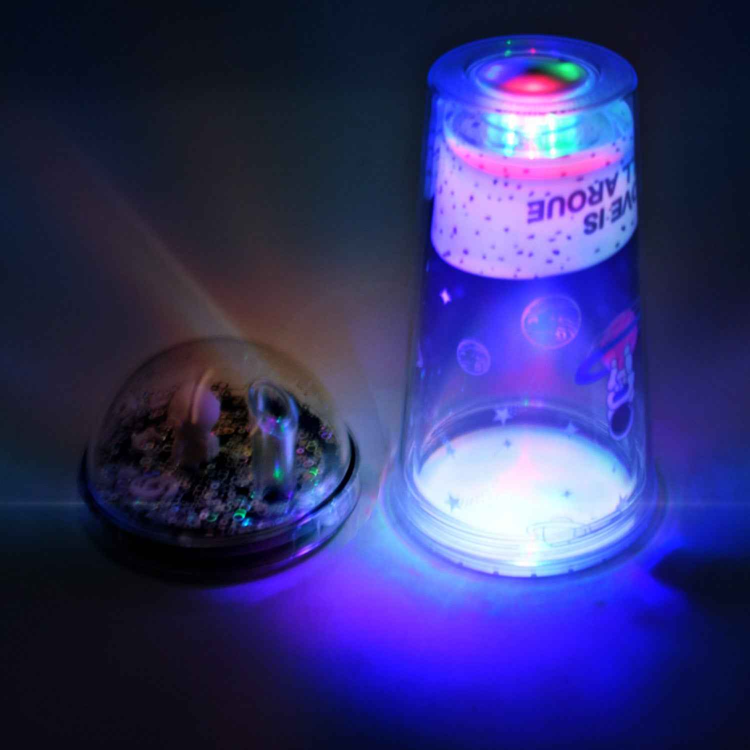 6883b Led Glow Light Design Printed Insulated Double Wall Plastic Tumbler Cups With Straws 13oz Theming Astronaut In Space Travel Tumbler Freezer Mug Drinking Cups For Boys And Girls Schooltuitiongym Picnic (Pack Of 1)