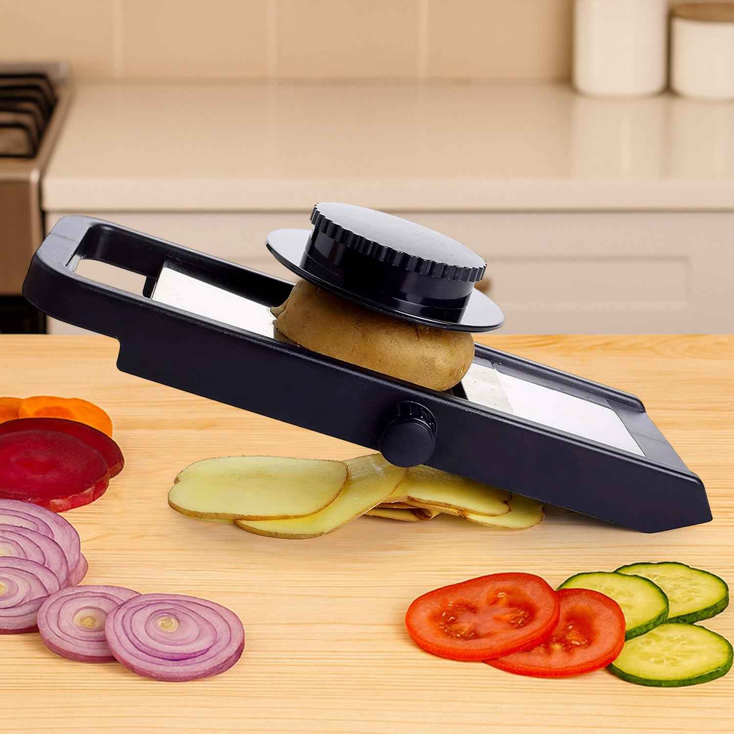Premium Adjustable Vegetable Fruit Slicer With Sharp Stainless Steel Blade