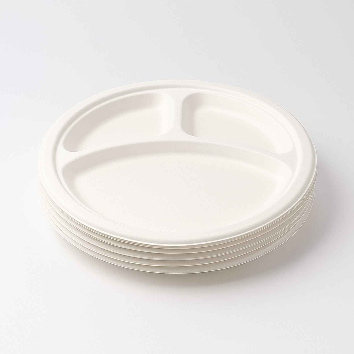 Freshee 10 Inch 3-compartment Round Compostable Bagasse Plate (10 Pc)