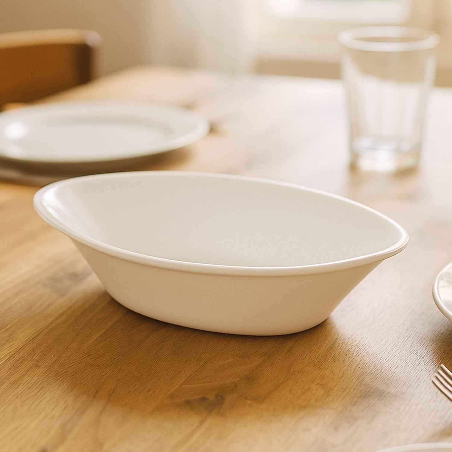 Plastic Marin Serving Bowl Elegant Oval Deep Bowl (1 Pc White)