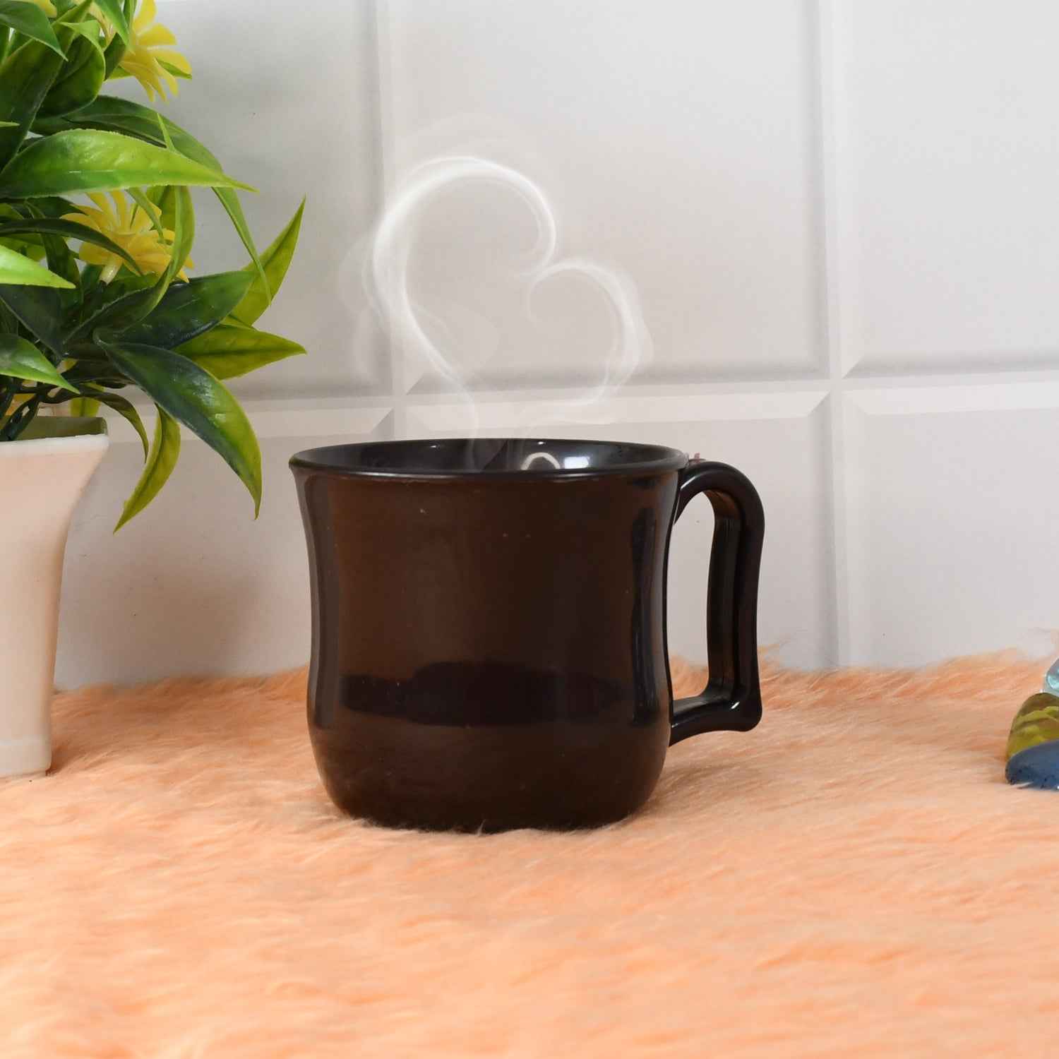 Premium Plastic Coffee Tea Cups Mug With Handle(1 Pc Loose Black)