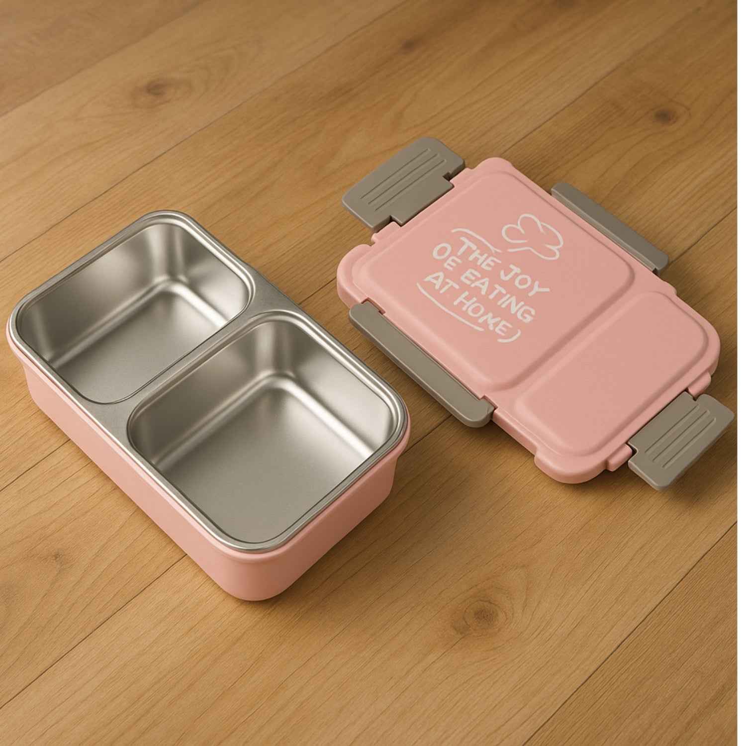 5583 Miracle Quick Lock Leak Proof 2 Compartment Stainless Steel Lunch Box Inner Plate Reusable Microwave Freezer Safe Lunch Box Trendy Thermal Insulation Leak Proof For Office Vacuum Tiffin Box For Boys Girls School Office Women And Men