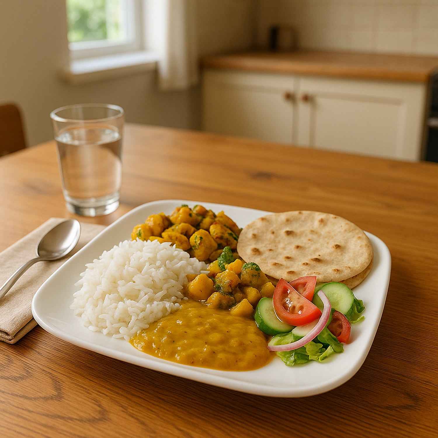 Plastic Square Dinner Serving Plate 20 Cm (1 Pc)