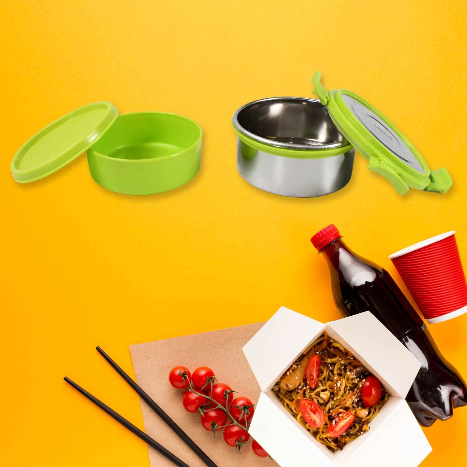 Stainless Steel Tiffin Lunch Box Container Dabba With 4 Side Clip Lock Lid For Office School Use Food Grade Air Tight Easy To Carry Leak Proof