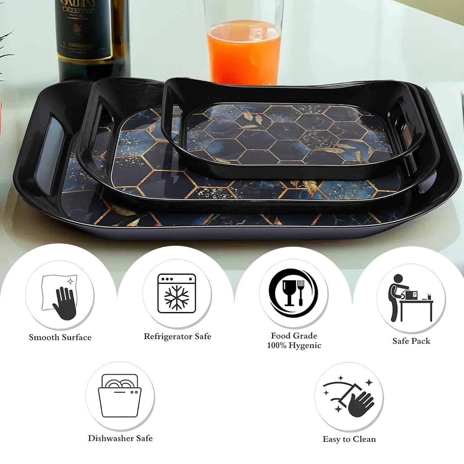 Premium Plastic Serving Tray (3 Pc)