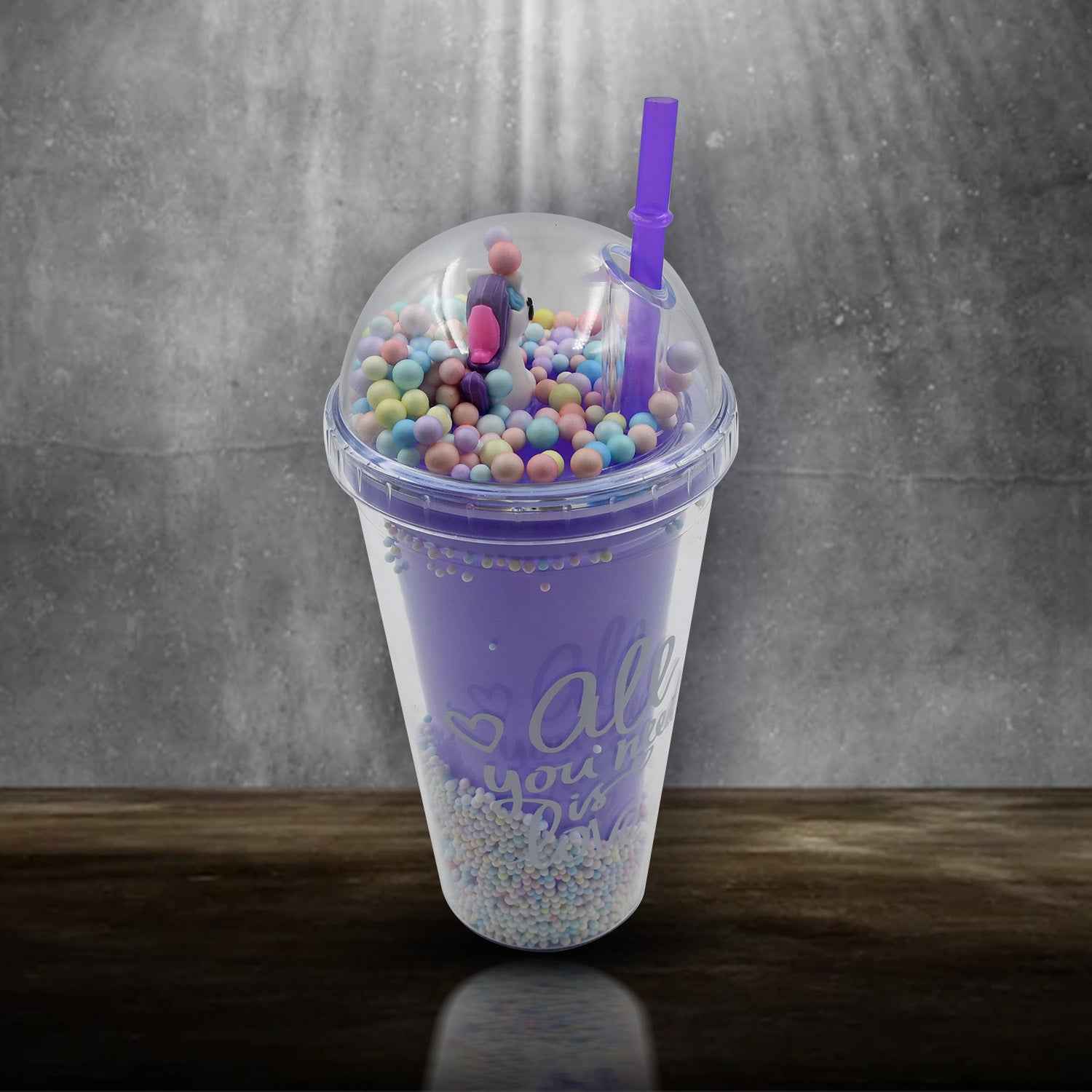 6883a Design Printed Sipper Bottle With Toy Led Glow Light Double Wall Sipper Glass Water Bottle Sipper Bottle With Straw For Girls And Kids For Boys And Girls Schooltuitiongym (Pack Of 1)