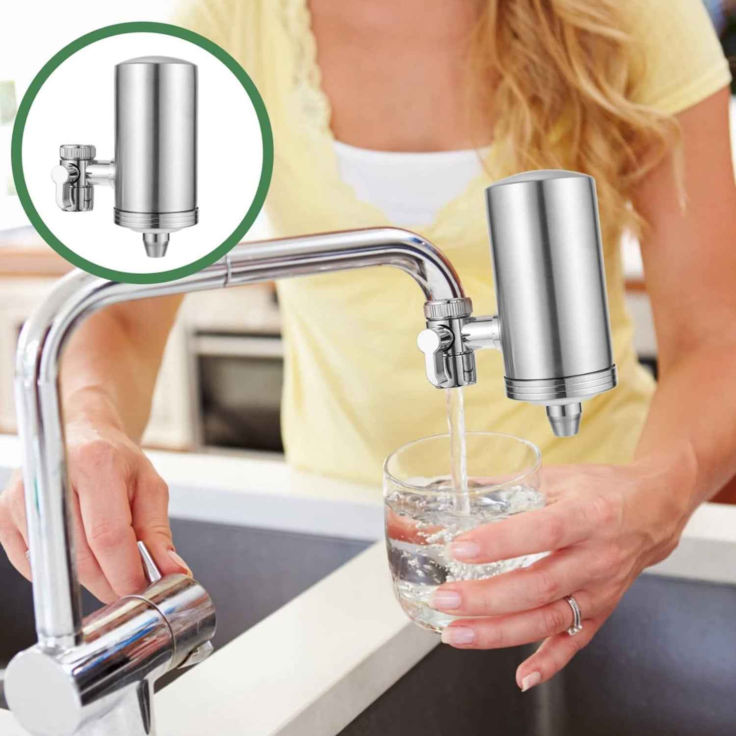 304 Stainless Steel Faucet Mount Water Filter Water Purifier (1 Set)