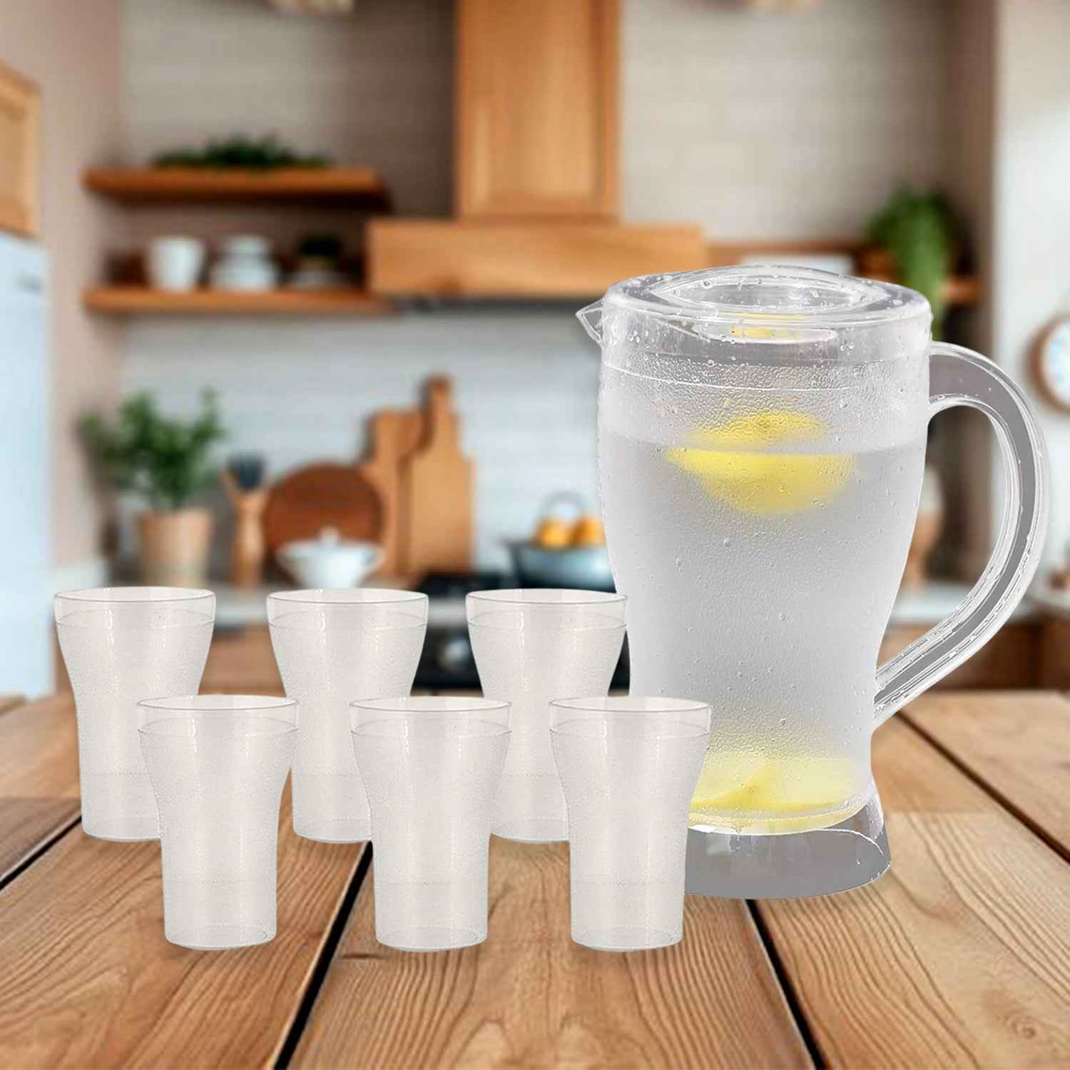 Apex Unbreakable Lemon Jug Set With 6 Glasses 1200ml Jug + 300ml Glasses Approx