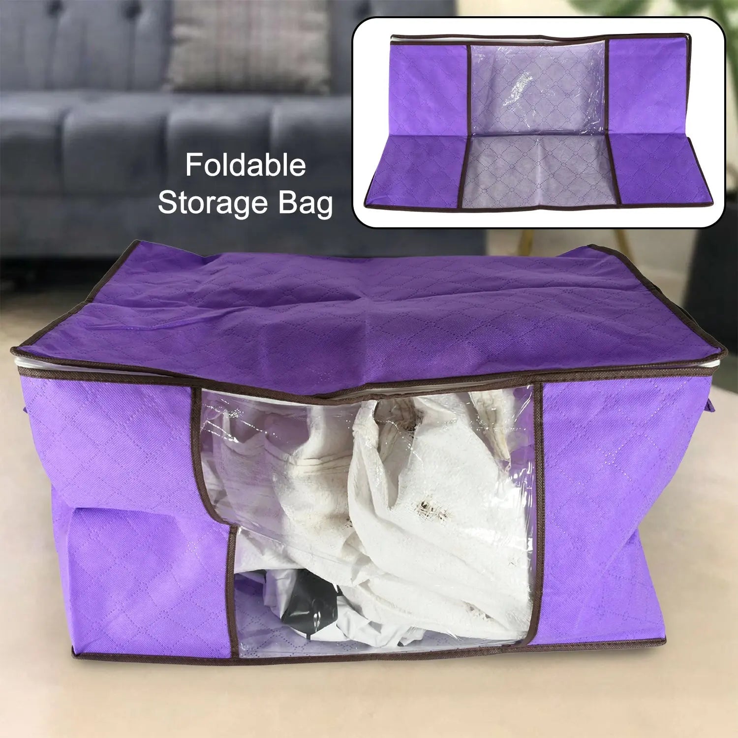 17675 Clothing storage bag with zipper, non-woven storage bag for storing the clothes and sarees. - varietybazaar.co.in
