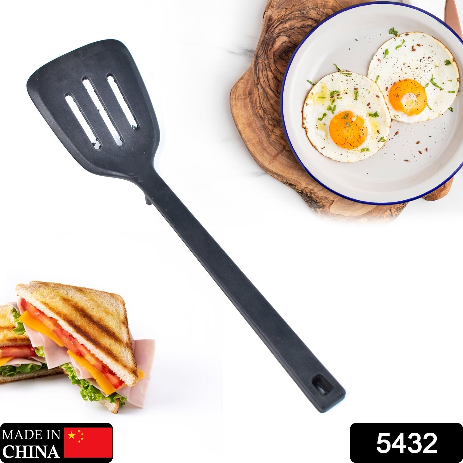 5432 Silicone Slotted Spatula, Non Stick Kitchen Turners, High Heat Resistant BPA Free Kitchen Utensils, Ideal Cookware for Fish, Eggs, Meat (30cm) Travel Sahayak