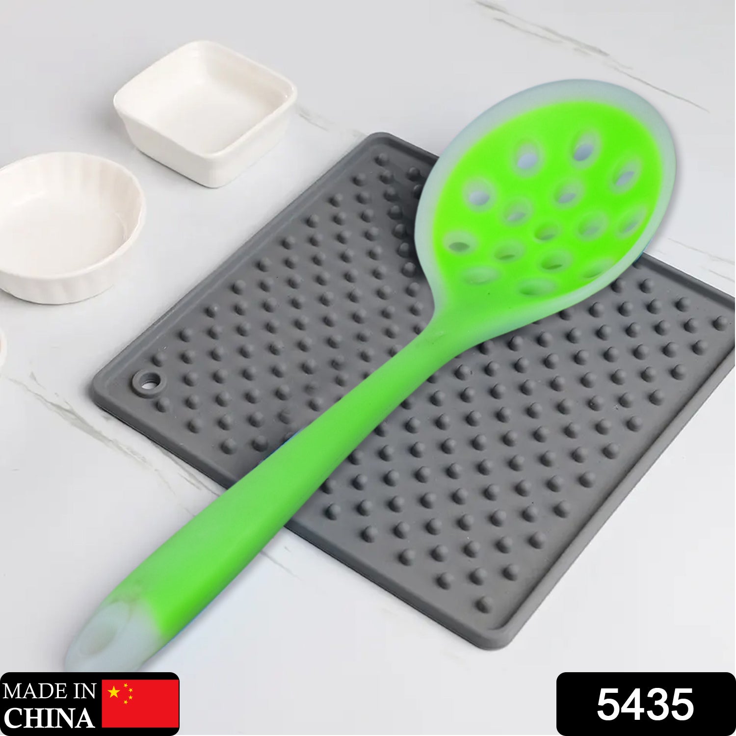 5435 1PC Food Grade Silicone Colander Shovel Strainers Spoon Colorful Kitchen Scoop Drainage Colanders (28cm) Travel Sahayak