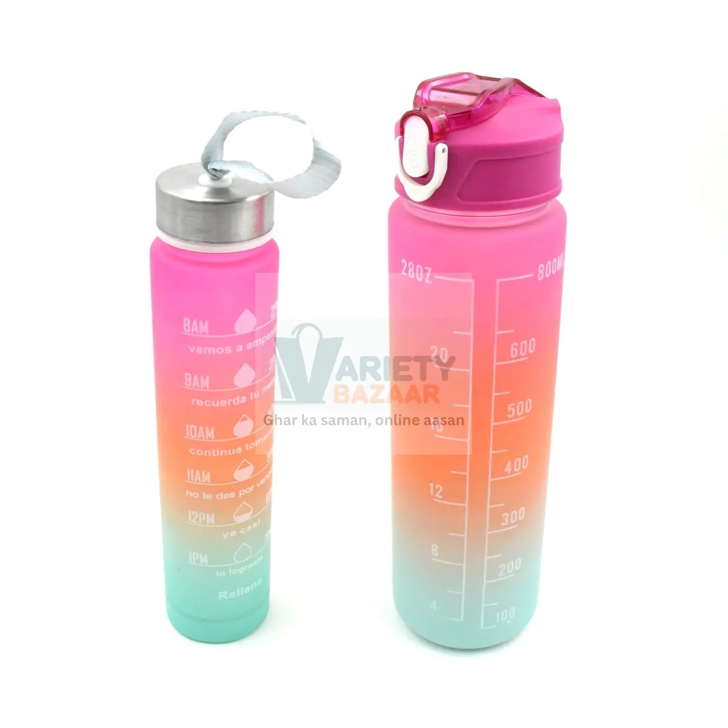 0286 Plastic Water Bottle 2 pc Different Size Bottle High Quality Water Bottle Plastic Water Bottle BPA-Free & Leak-Proof!  Cartoon Printed Design for Kids' School, For Fridge, Office, Sports, School, Gym, Yoga (2 Pc Set) Travel Sahayak