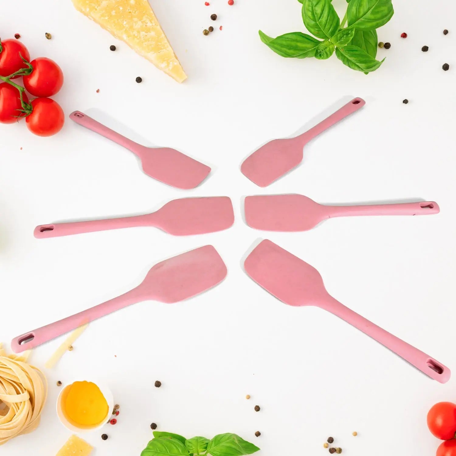 Multipurpose Silicone Spoon, Silicone Basting Spoon Non-Stick Kitchen Utensils Household Gadgets Heat-Resistant Non Stick Spoons Kitchen Cookware Items For Cooking and Baking (6 Pcs Set) - varietybazaar.co.in