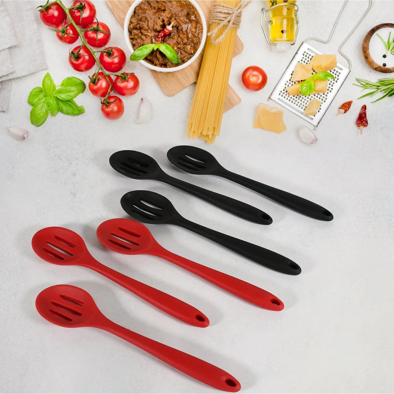 Multipurpose Silicone Spoon, Silicone Basting Spoon Non-Stick Kitchen Utensils Household Gadgets Heat-Resistant Non Stick Spoons Kitchen Cookware Items For Cooking and Baking (6 Pcs Set) - varietybazaar.co.in