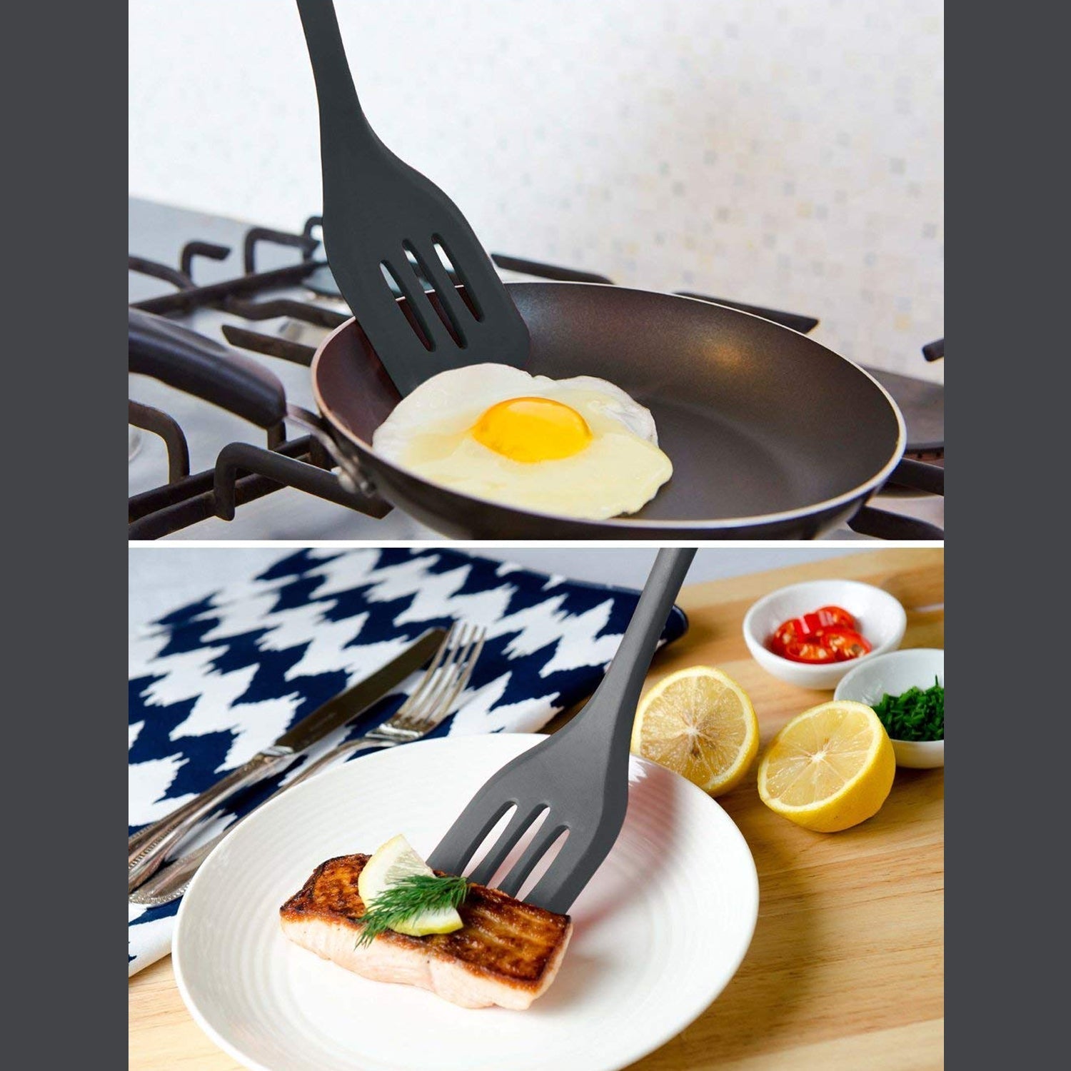 5432 Silicone Slotted Spatula, Non Stick Kitchen Turners, High Heat Resistant BPA Free Kitchen Utensils, Ideal Cookware for Fish, Eggs, Meat (30cm) Travel Sahayak