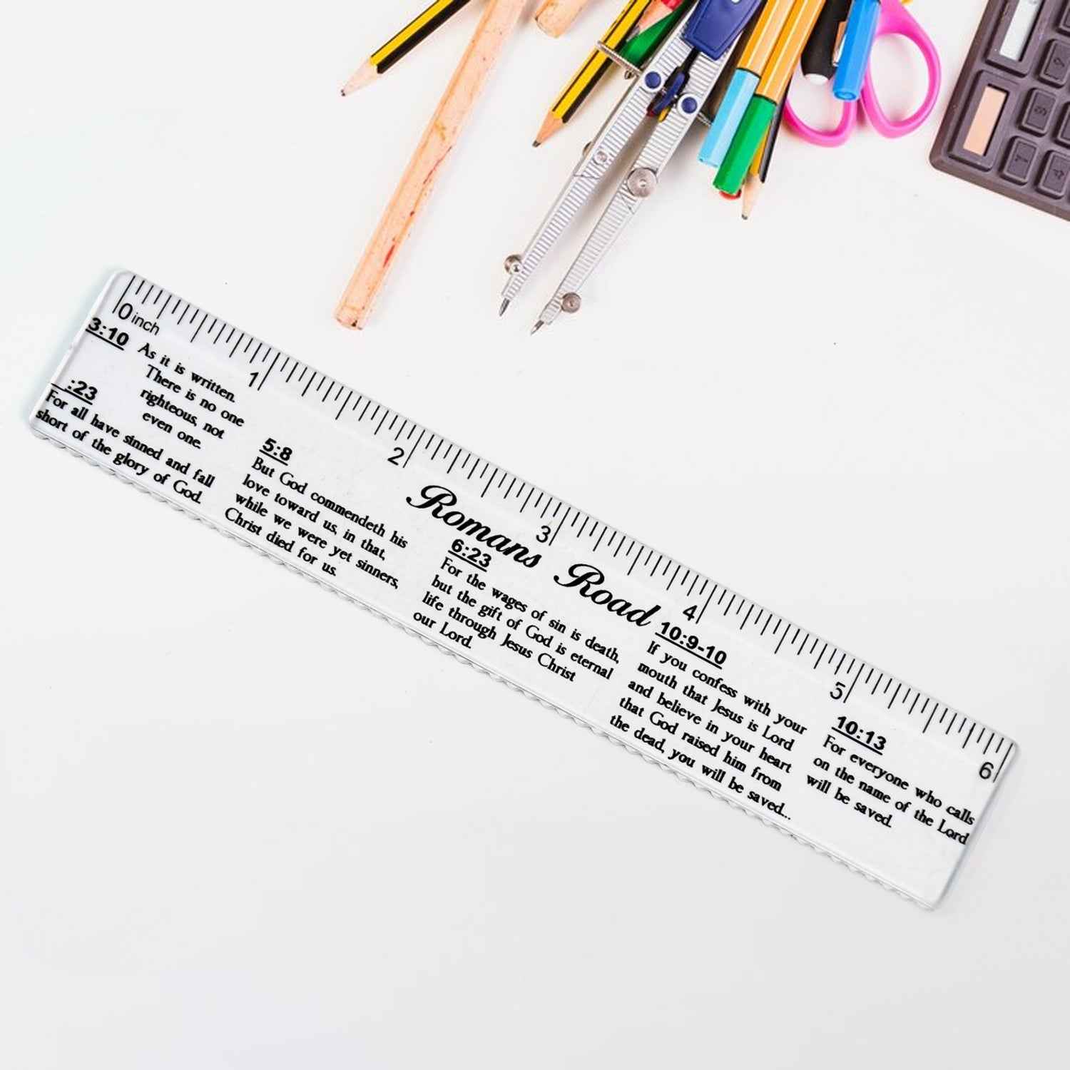Romans Road Scripture Printed Plastic Ruler 6 Inch
