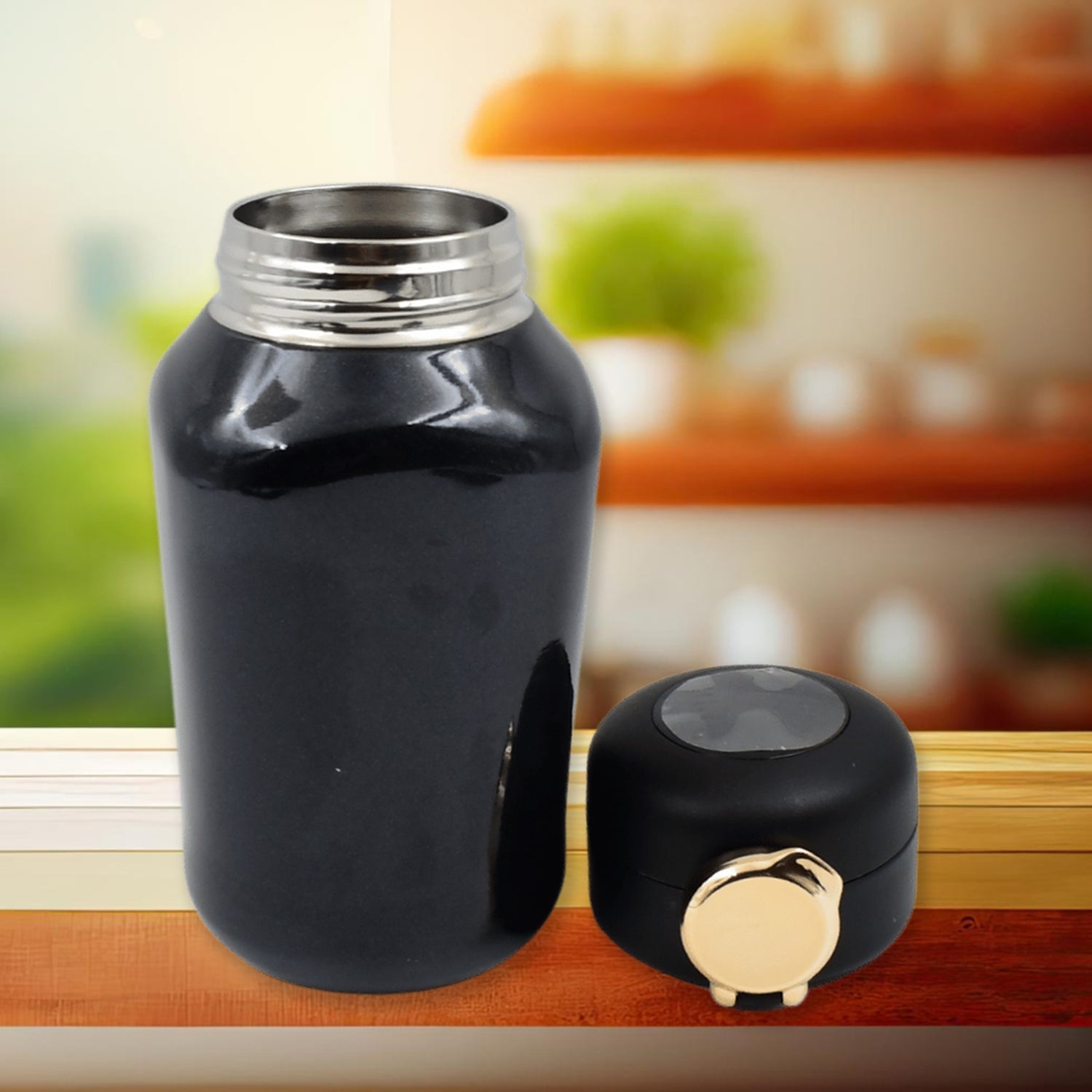 Thermos Steel Bottle, Push Button | Fashion Cup Temperature Display Bottle (420 ML) Variety Bazaar