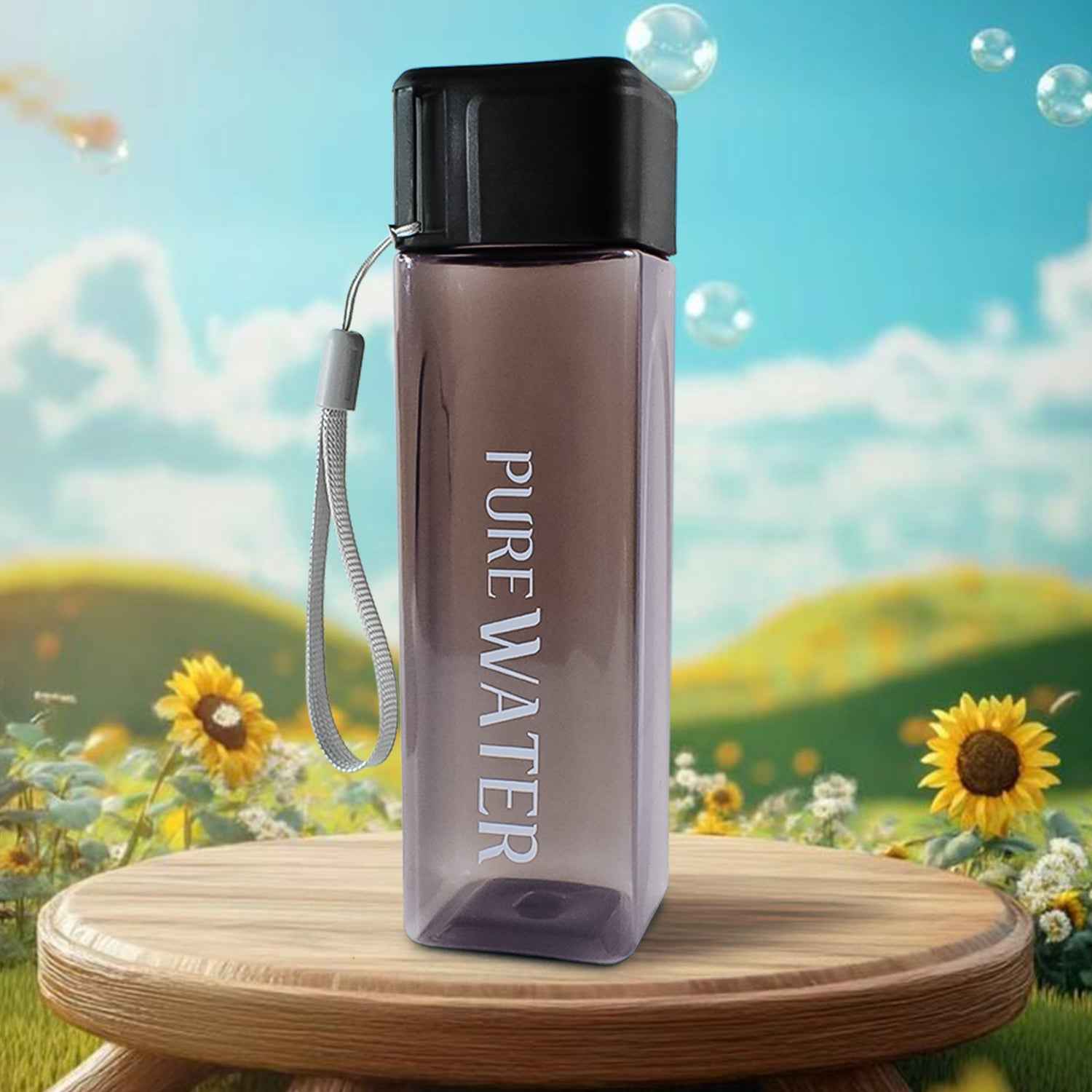 Premium 450ml Square Shape Plastic Water Bottle (1 Pc)