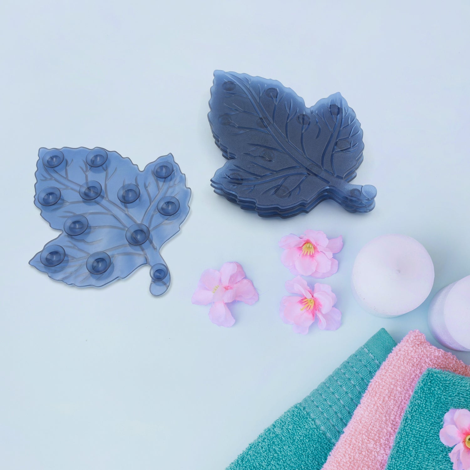 Mat, Mini  Pvc Anti-Slip Bat Mat Non Slip Baby Bath Mats, Mini Child Safety Anti Slip Shower Mats Leaf Shaped for Kids (4 pc Set) Variety Bazaar