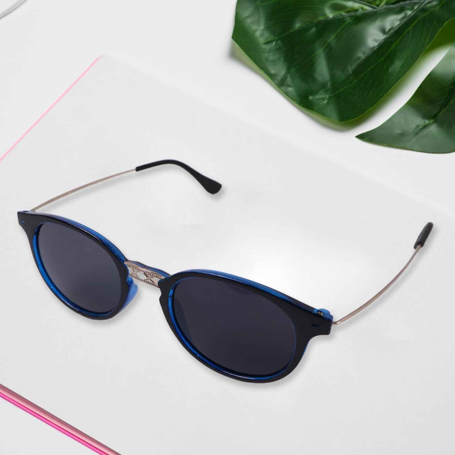 Blue UV Protected Round Sunglasses, classic Sunglasses for Men & Women, Lightweight