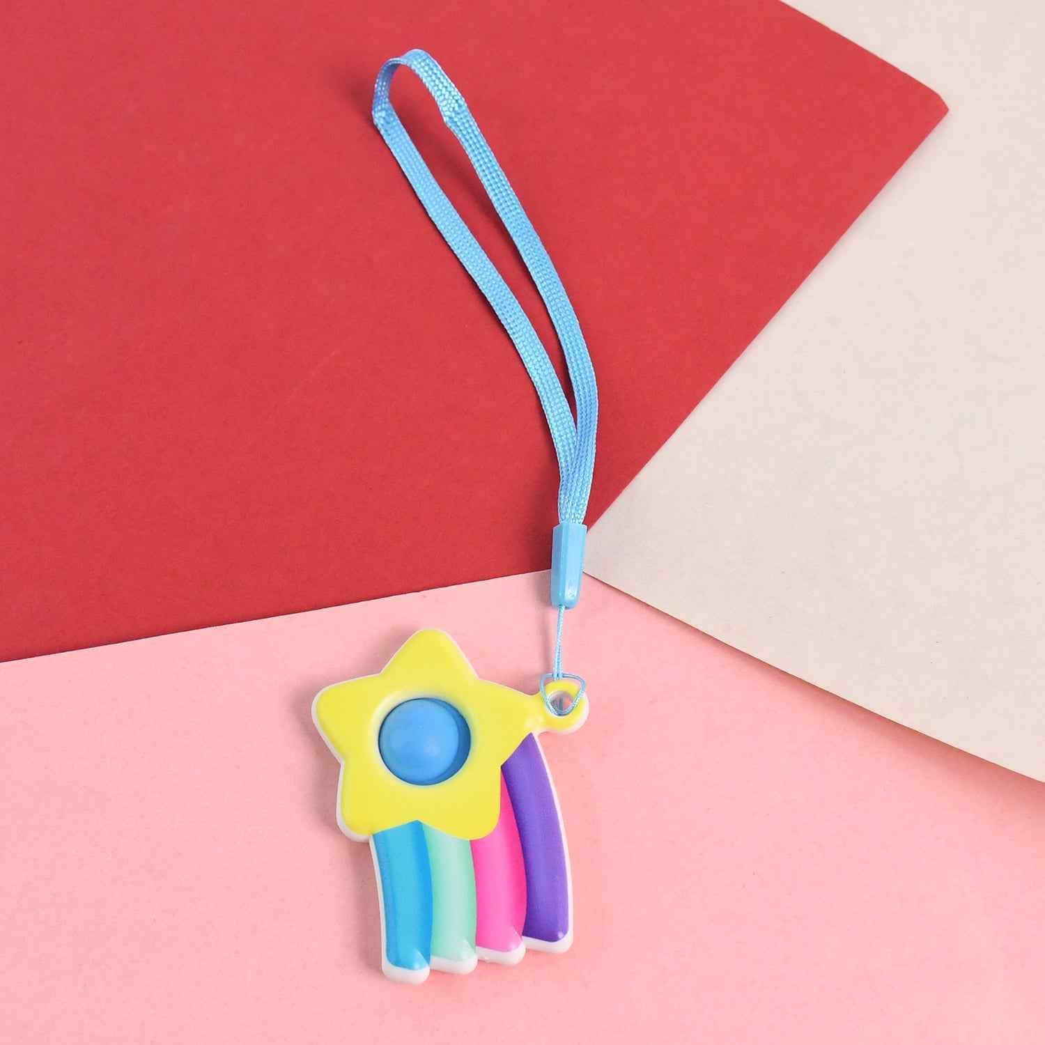 Stress Relief Silicone Push Fidget Toy Keychain for Kids (1 Pc)