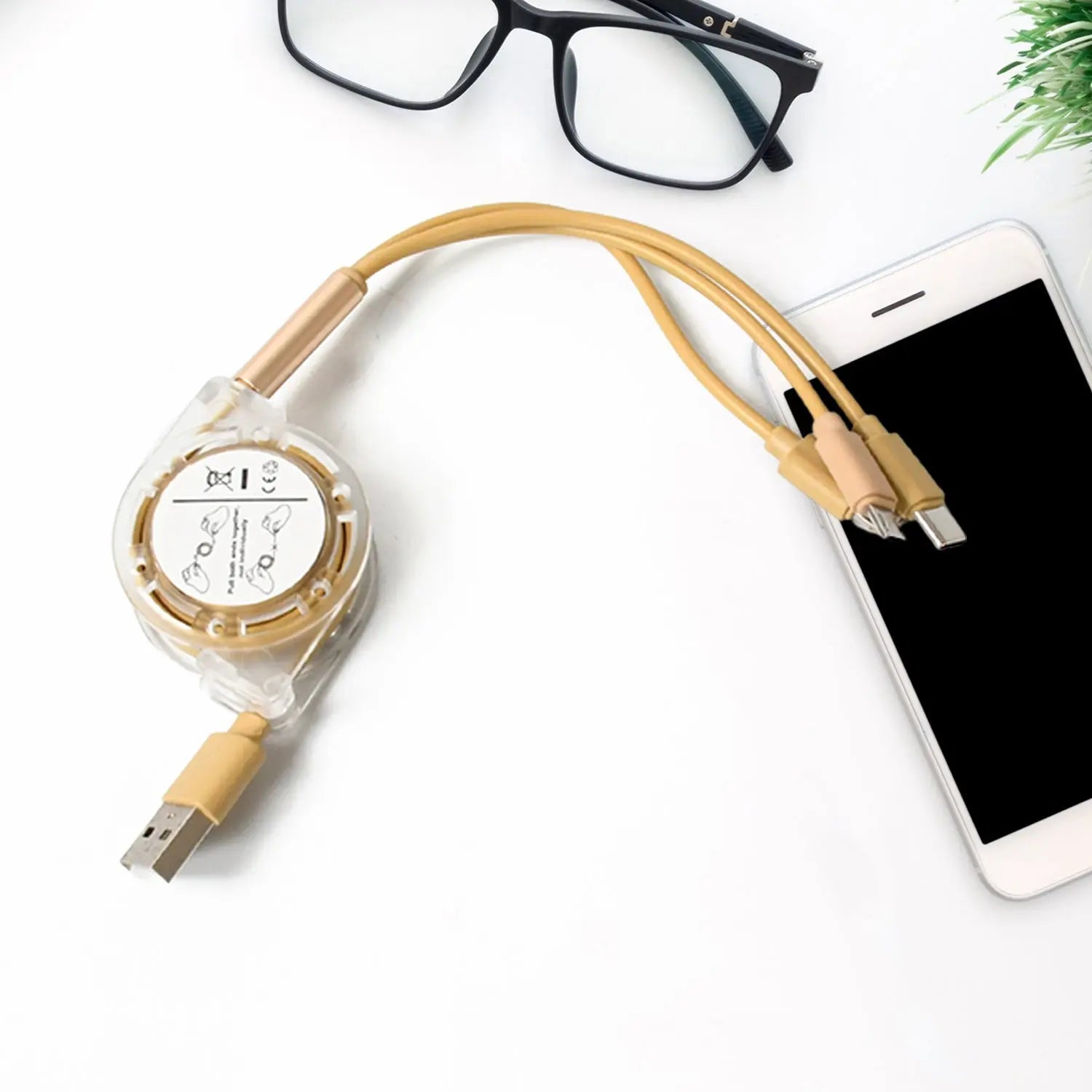 12835 Retractable Charger Charging Cable, Micro USB Cable, 3 in 1, Multi Charging Cable, Compatible with Phone / Type C / Micro Android USB and Other Mobile Devices (1 Pc) - varietybazaar.co.in