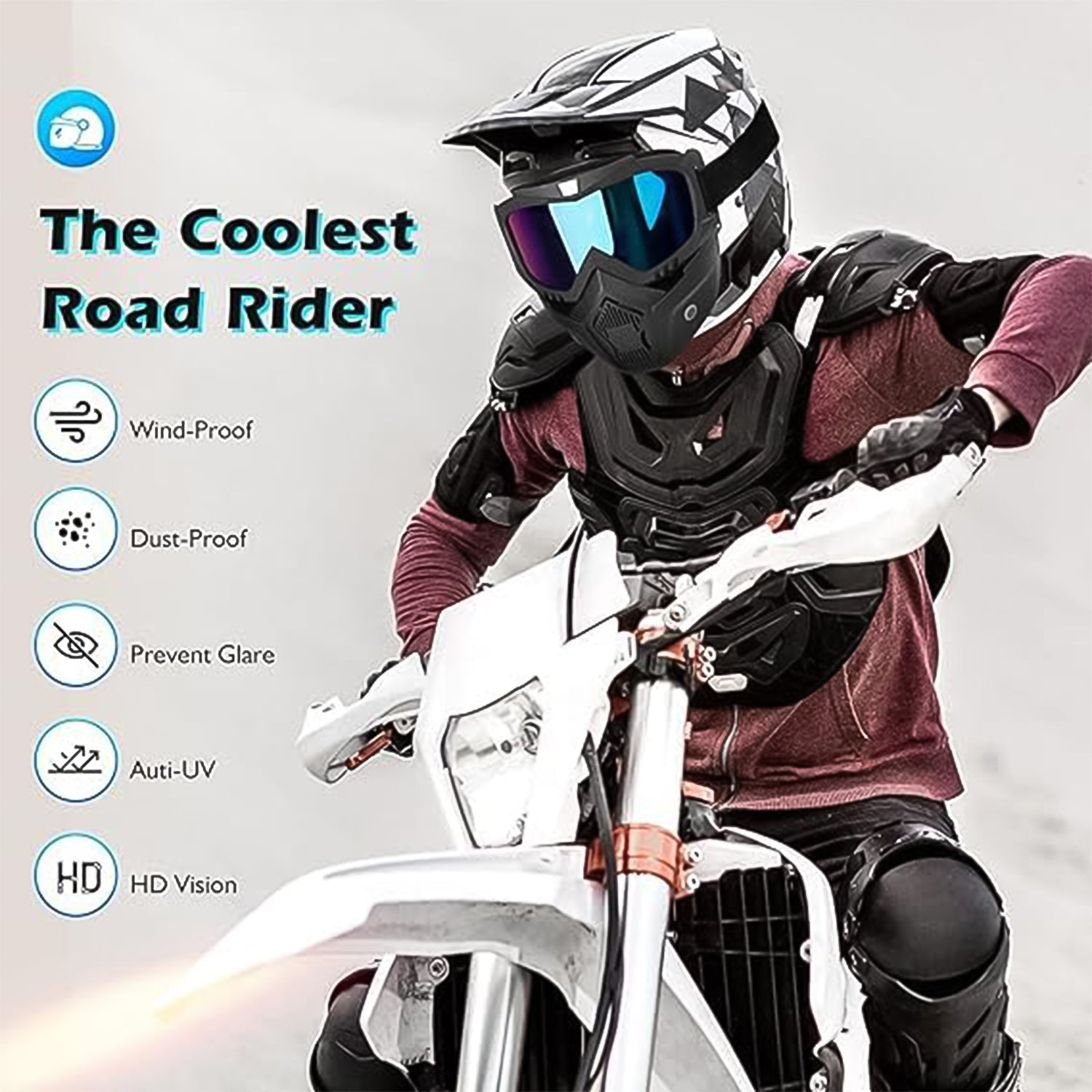 Motorcycle Goggles Off-Road Helmet Goggles Windproof Glasses Goggles Mask (1 Pc) Variety Bazaar