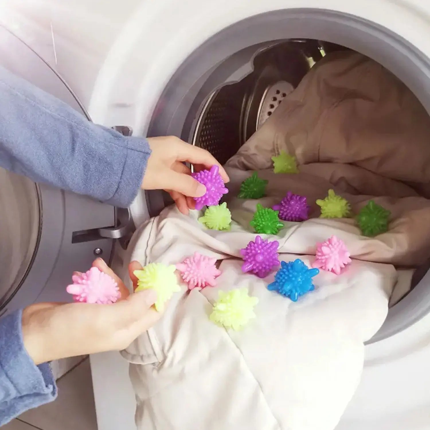 8737 Soft Star Washing Machine, Laundry Dryer Balls Laundry Ball for Household Cleaning Washing Machine Clothes Softener (10 Pcs / Multi Color) - varietybazaar.co.in