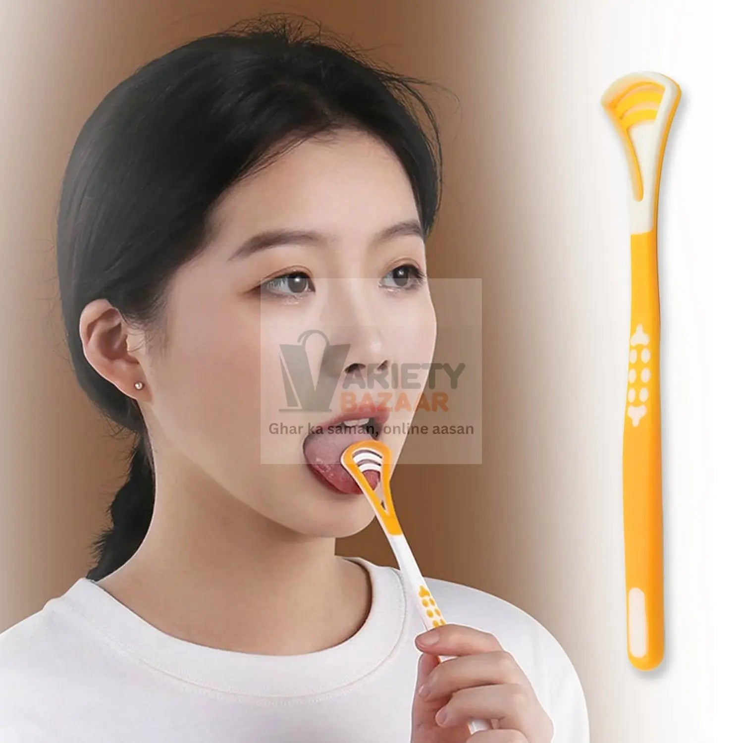 12576 Tongue Scraper and Tongue Brush Great for Oral Care, Help Fights Bad Breath and Freshen The Breath, Tongue Cleaner for Adults and Kids, Easy to Use, Comfortable Safe and Anti-Slip Simple and Stylish Odor Removal (1 Pc) Travel Sahayak