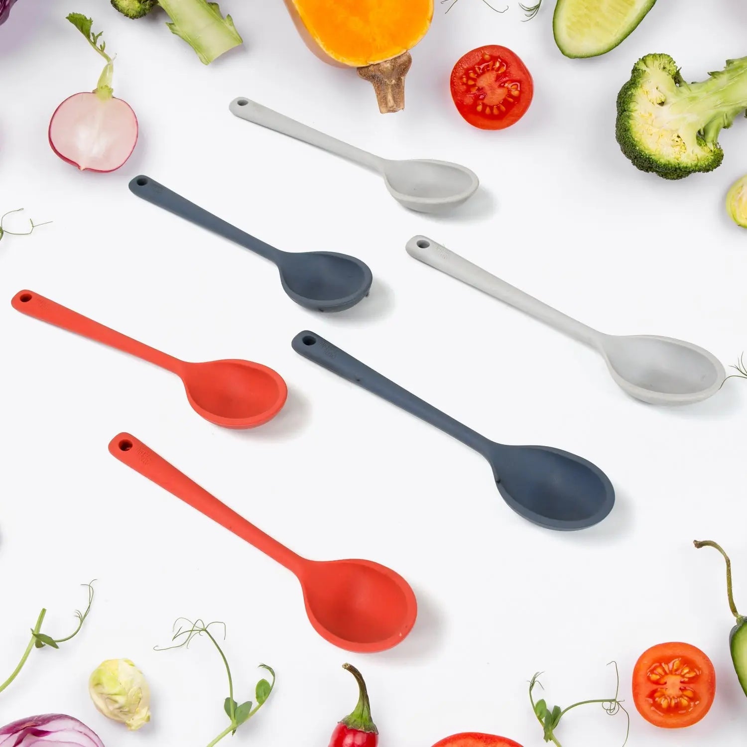 Multipurpose Silicone Spoon, Silicone Basting Spoon Non-Stick Kitchen Utensils Household Gadgets Heat-Resistant Non Stick Spoons Kitchen Cookware Items For Cooking and Baking (6 Pcs Set) - varietybazaar.co.in